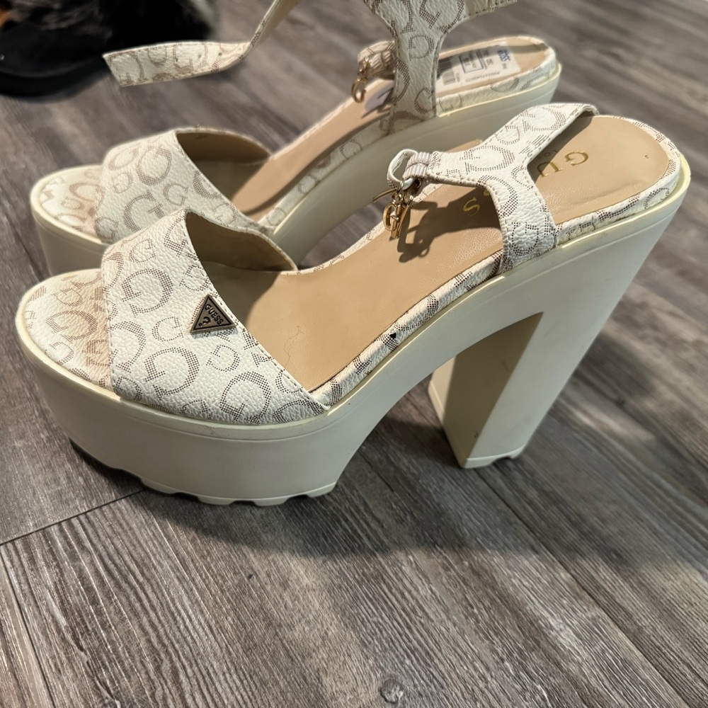 Guess Women's Cream Platform Heels